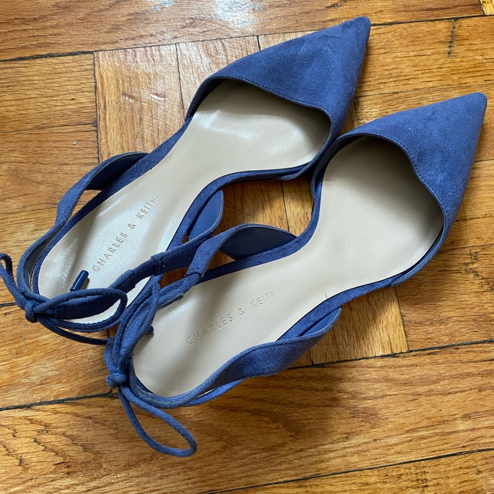 Charles & Keith Blue Heeled Shoes Elegant Design